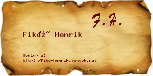 Fikó Henrik névjegykártya